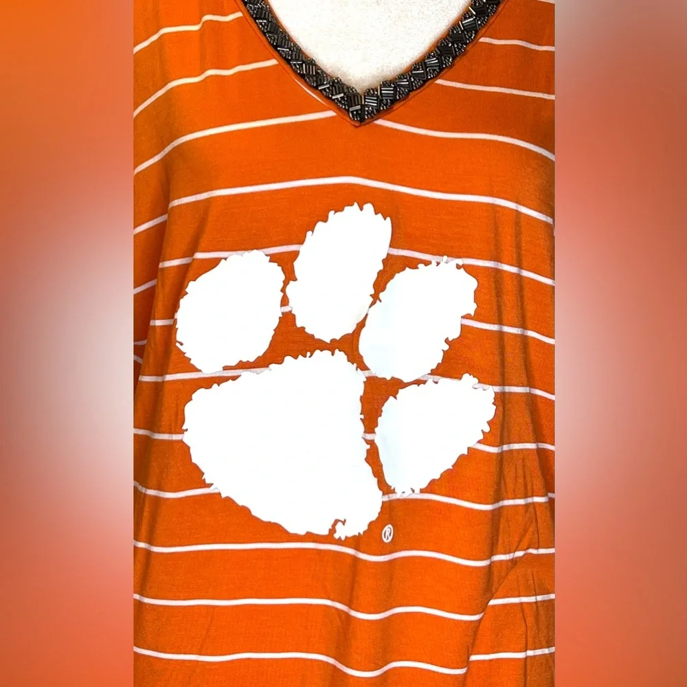 Gameday Caroline Clemson Tigers Orange Striped T-Shirt Size Medium - Picture 4 of 9